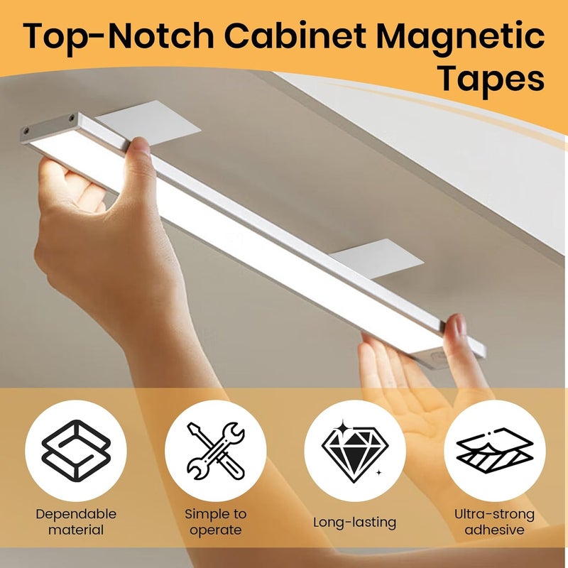 TNJPSEK 12 Pack Under Cabinet Light Metal Adhesive Strips for Magnetic LED Lights, Replacement Iron Plates Sticky Mounting Brackets for Closet Kitchen Wardrobe Counter Lighting Holders (Not Magnetic) - Image 5